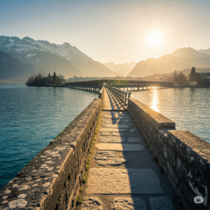 Beitrag Titelbild Psychologe finden Thun Region Berner Oberland Thunersee Brücke Berge Hoffnung